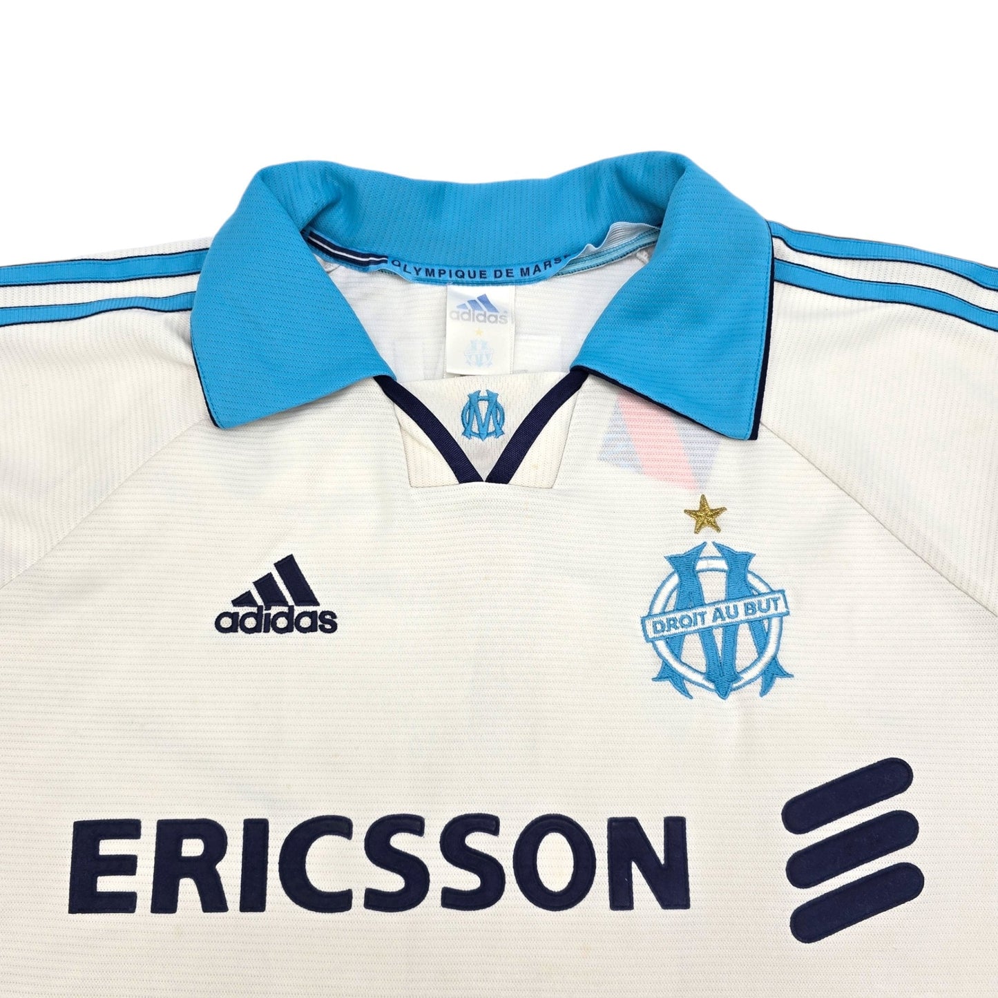 1999/00 Olympique Marseille Home Football Shirt (L) Adidas #11 Ravanelli