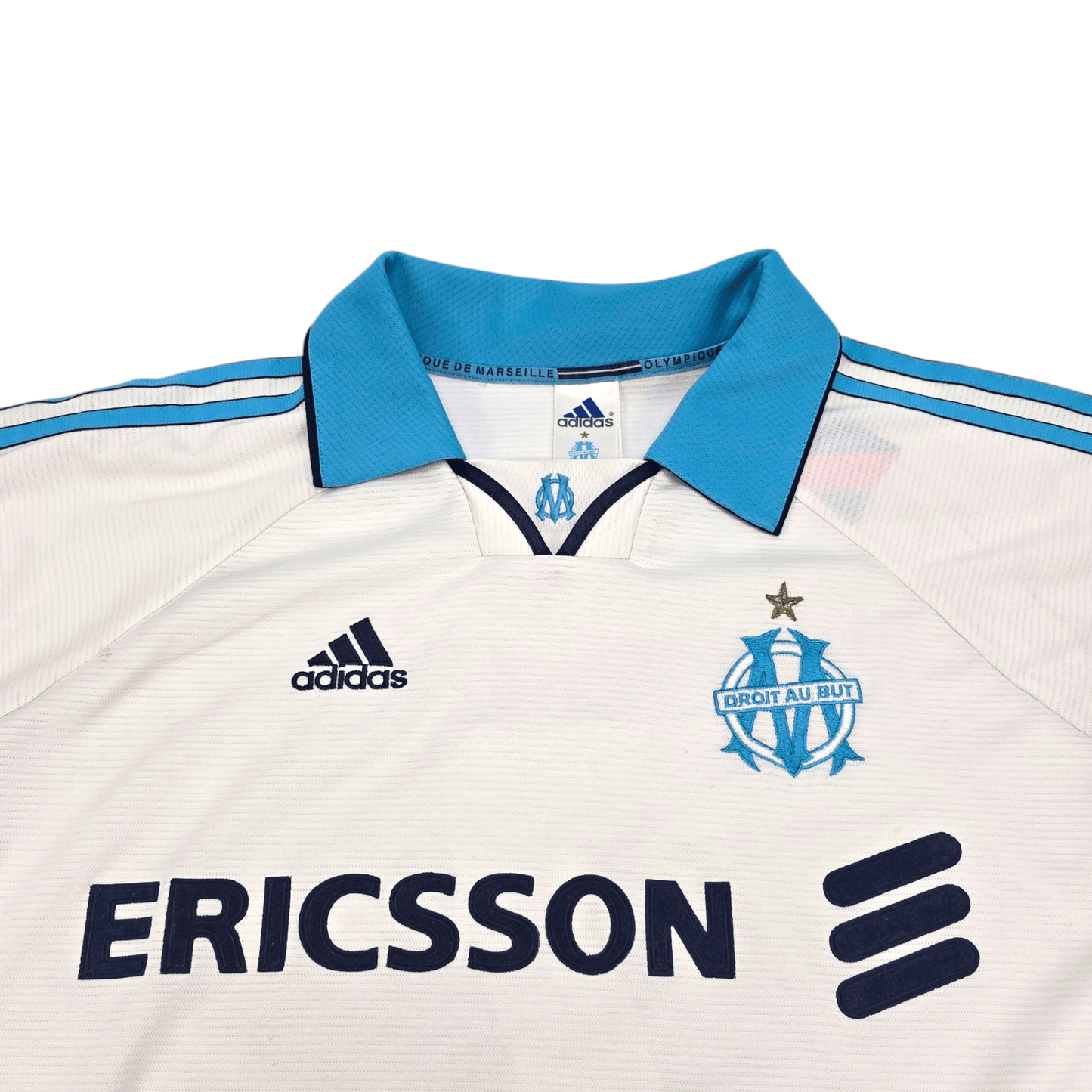 1999/00 Olympique Marseille Home Football Shirt (L) Adidas #7 Pires