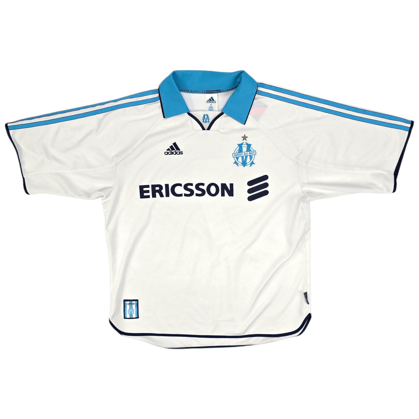 1999/00 Olympique Marseille Home Football Shirt (L) Adidas #7 Pires