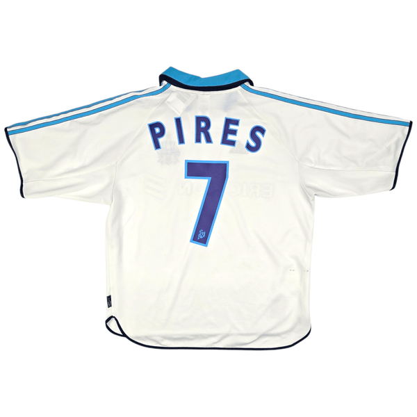 1999/00 Olympique Marseille Home Football Shirt (L) Adidas #7 Pires