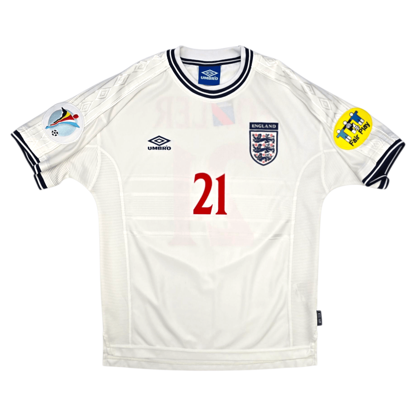 1999/01 England Home Football Shirt (L) Umbro #21 Fowler