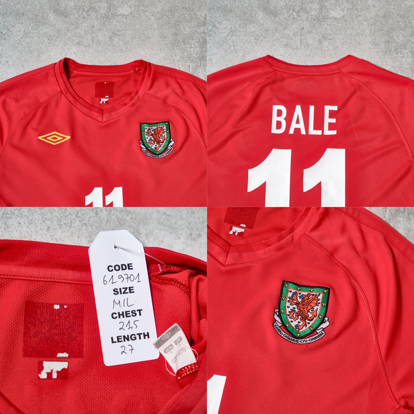 2010 Wales Home Shirt Umbro Bale (L)