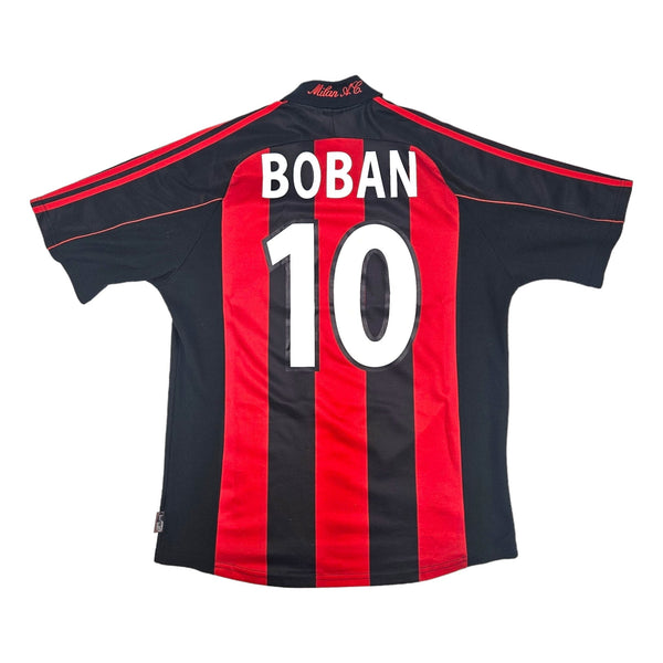 2000/01 AC Milan Home Football Shirt (L) Adidas # 10 Boban
