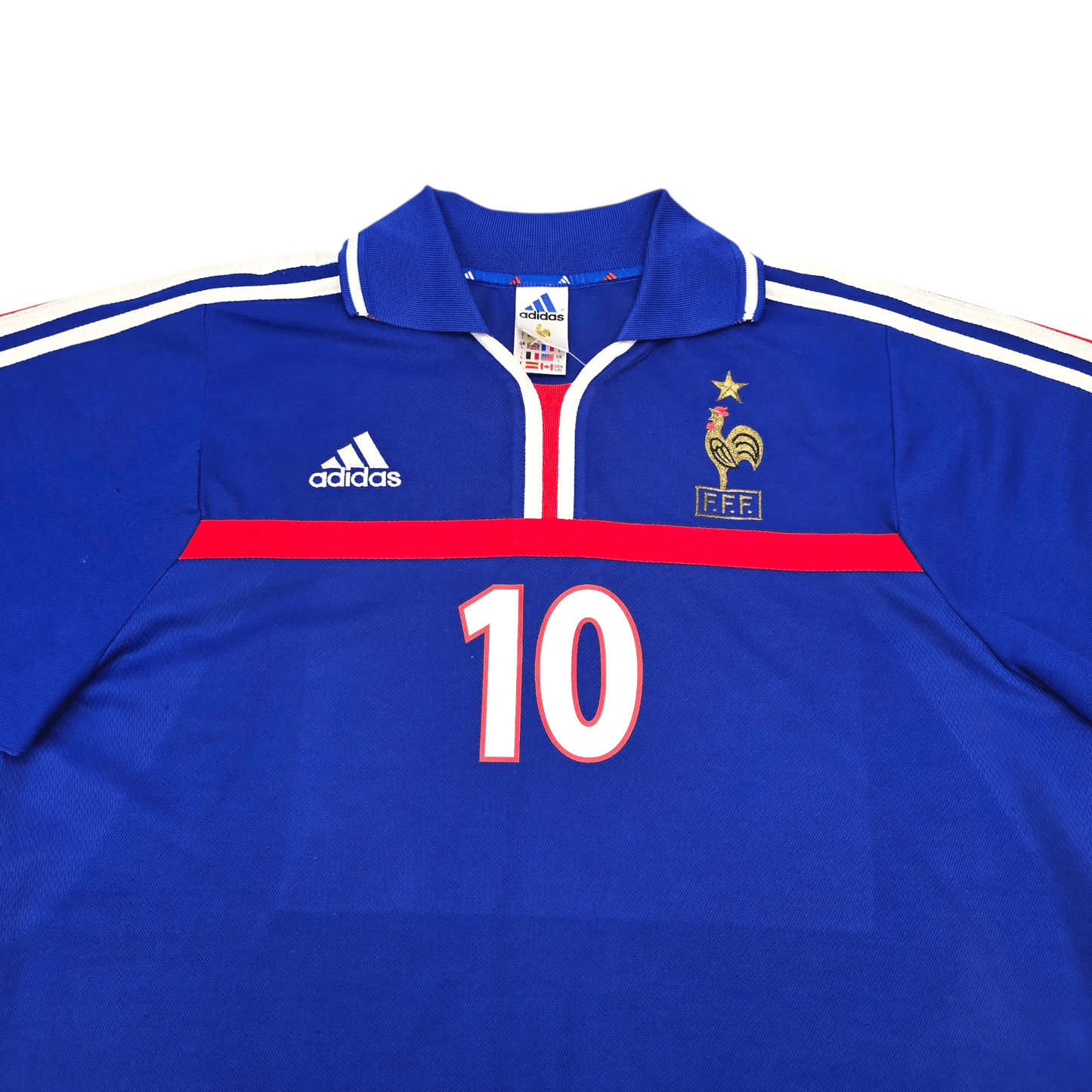 2000/02 France Home Football Shirt (L) Adidas #10 Zidane