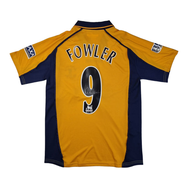 2000/02 Liverpool Away  Football Shirt (M) Reebok #9 Fowler (Signed By Player)