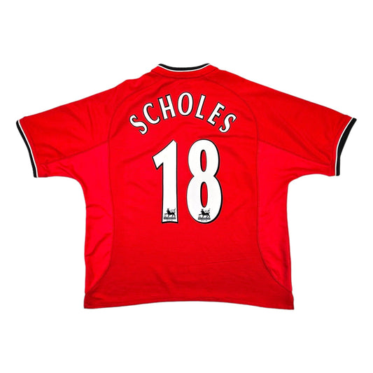2000/02 Manchester United Home Football Shirt (XL) Umbro #18 Scholes
