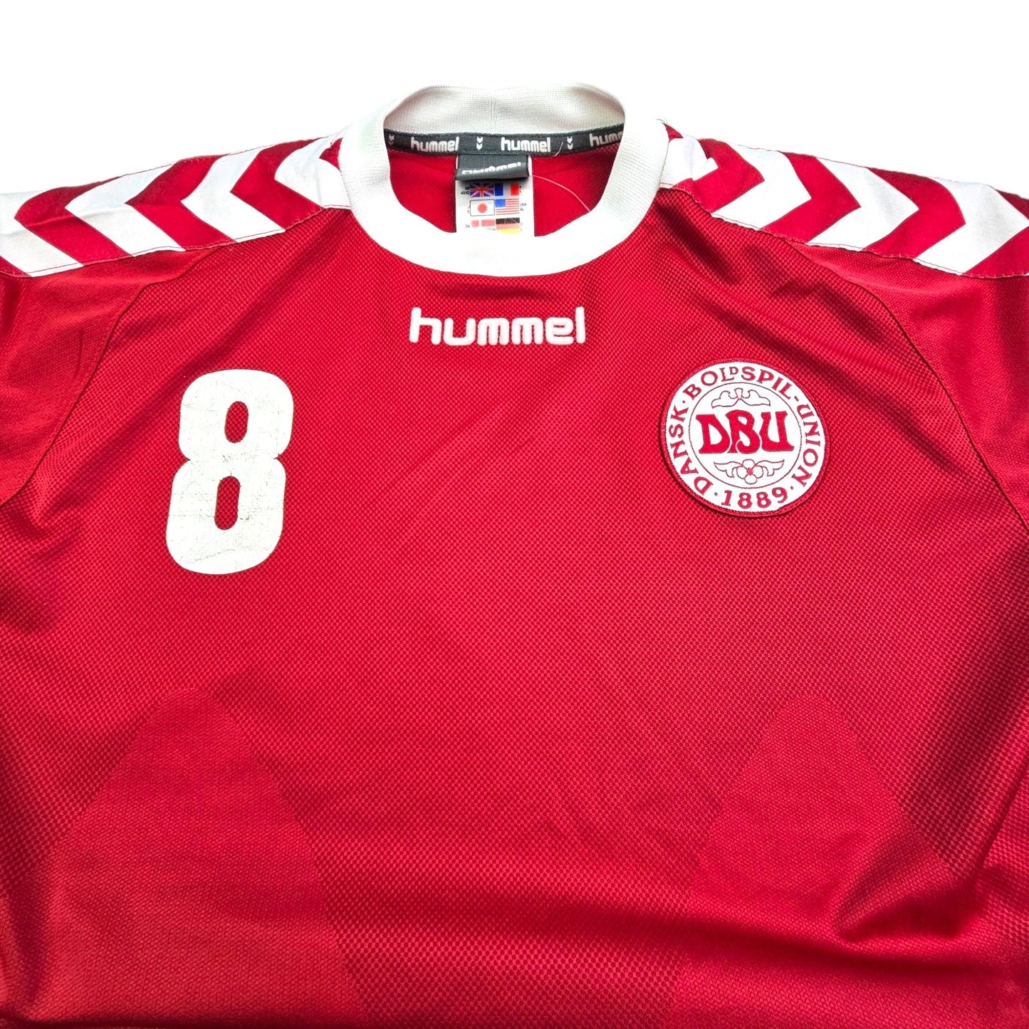 2002/03 Denmark Home Football Shirt (L) Hummel #8 (Grønkjær)