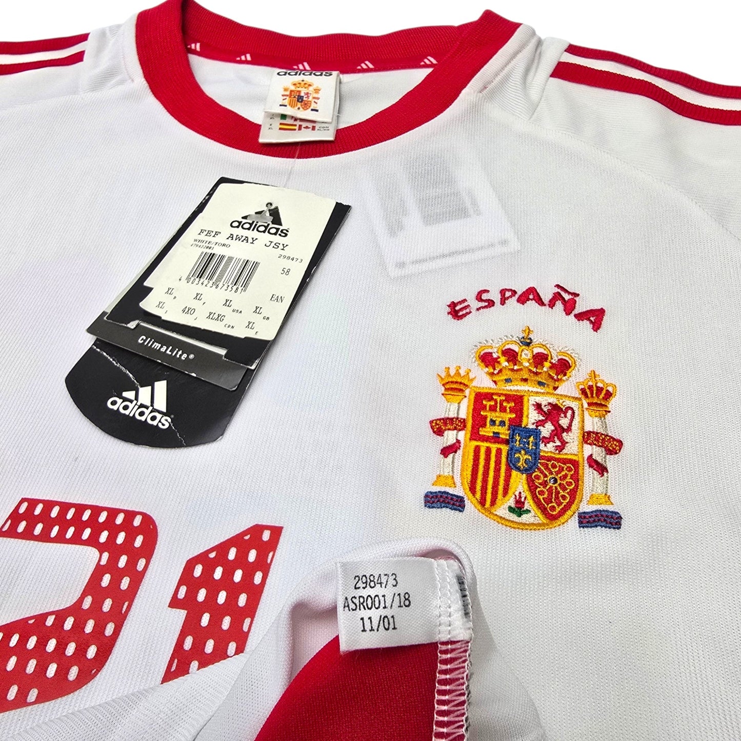 2002/03 Spain Away Football Shirt (XL) Adidas #21 Luis Enrique (BNWTs)