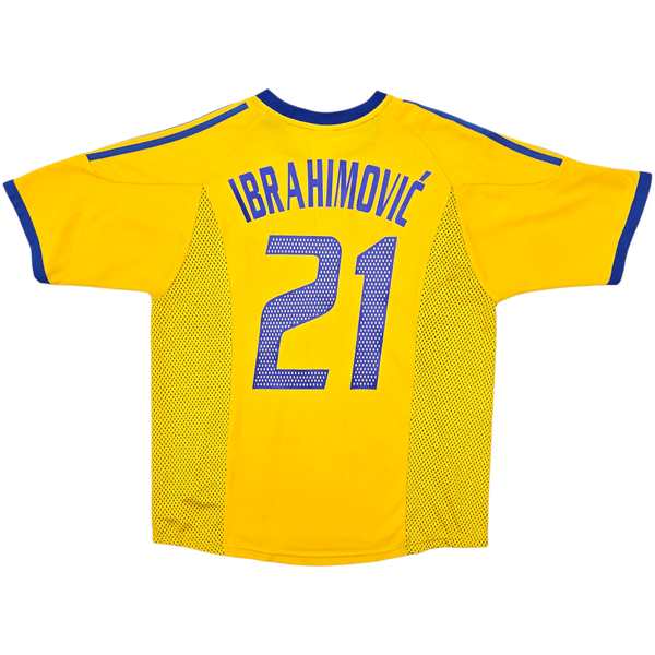 2002/03 Sweden Home Football Shirt (L) Adidas #21 Ibrahimovic