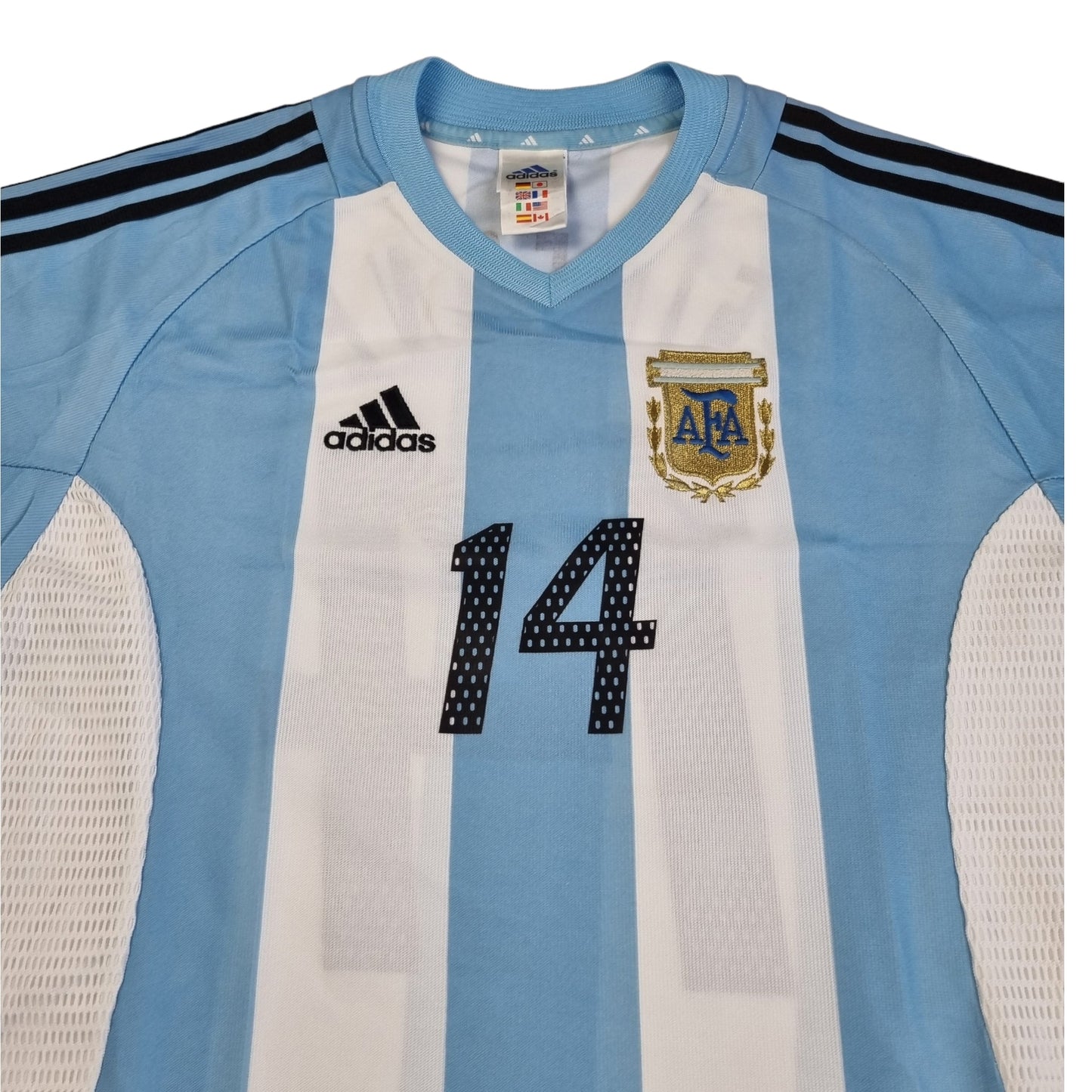 2002/04 Argentina Home Football Shirt (L) Adidas #14 Simeone