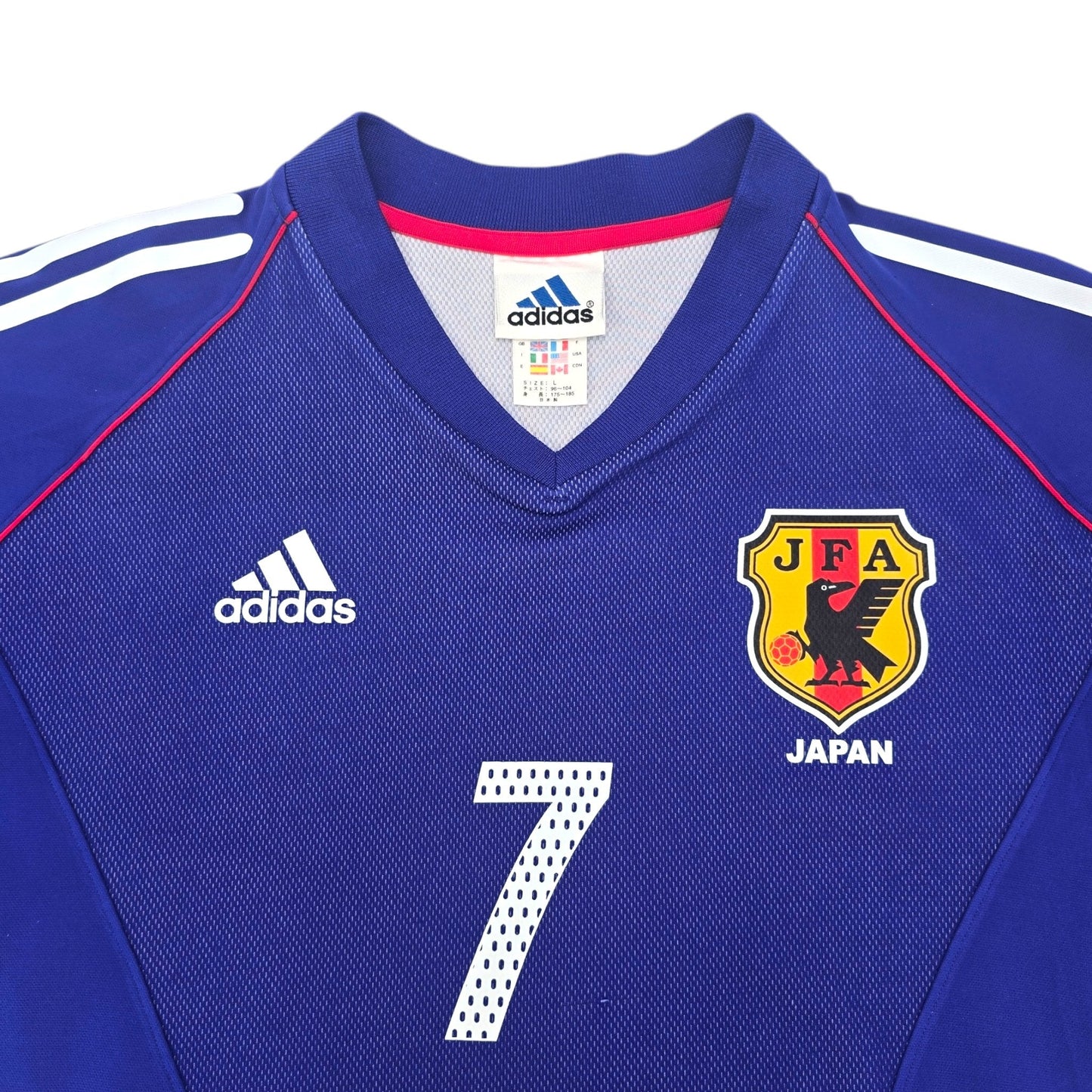 2002/04 Japan Home Football Shirt (L) Adidas #7 Nakata (WC2002)