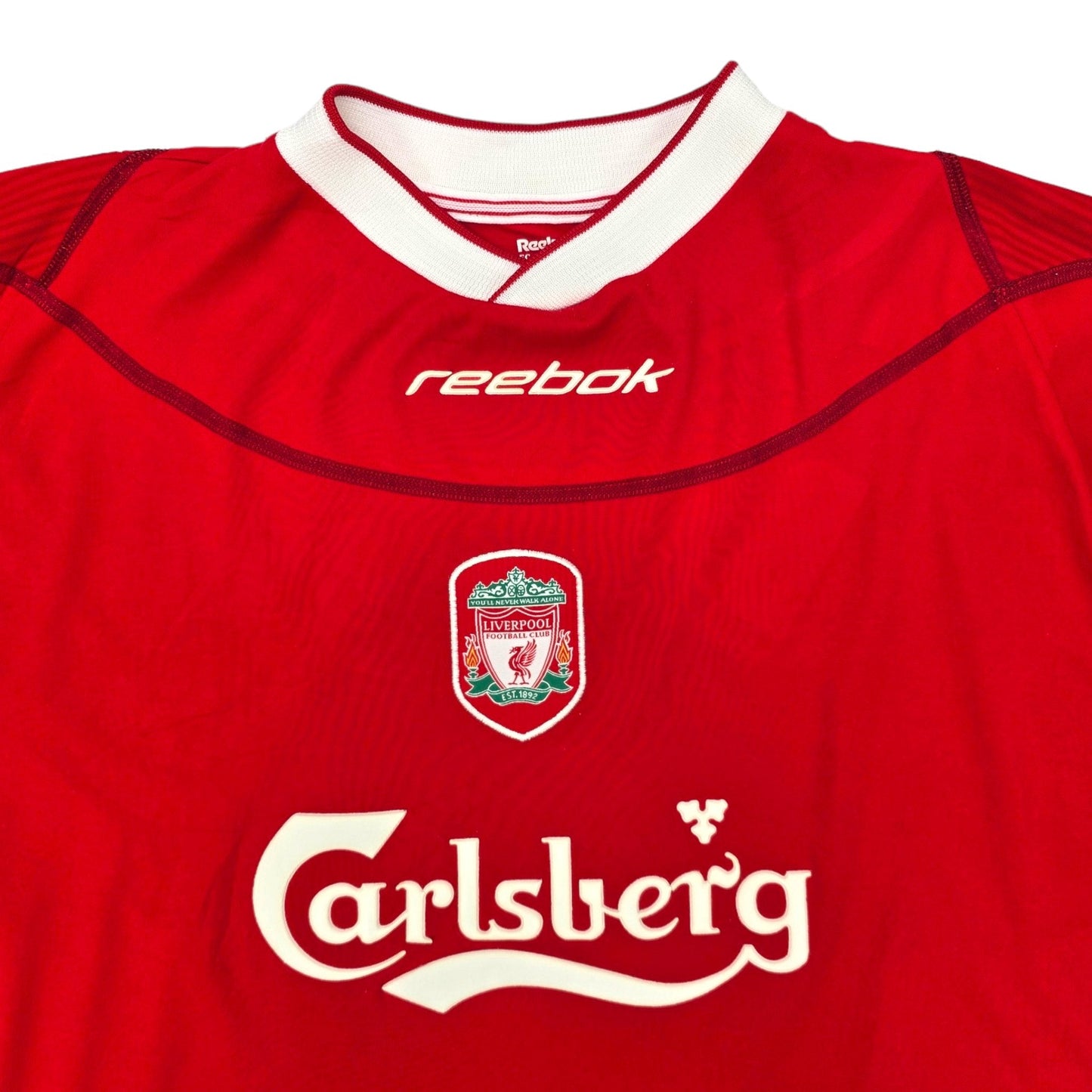 2002/04 Liverpool Home Football Shirt (M) Reebok #5 Baros