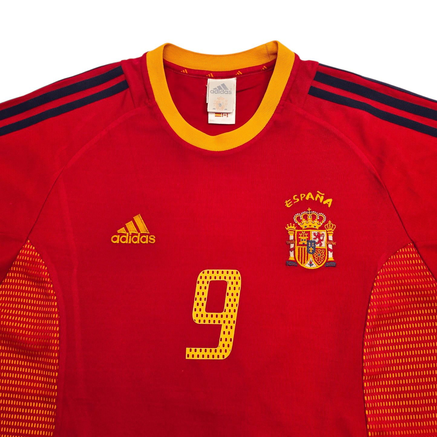 2002/04 Spain Home Football Shirt (L) Adidas #9 Morientes