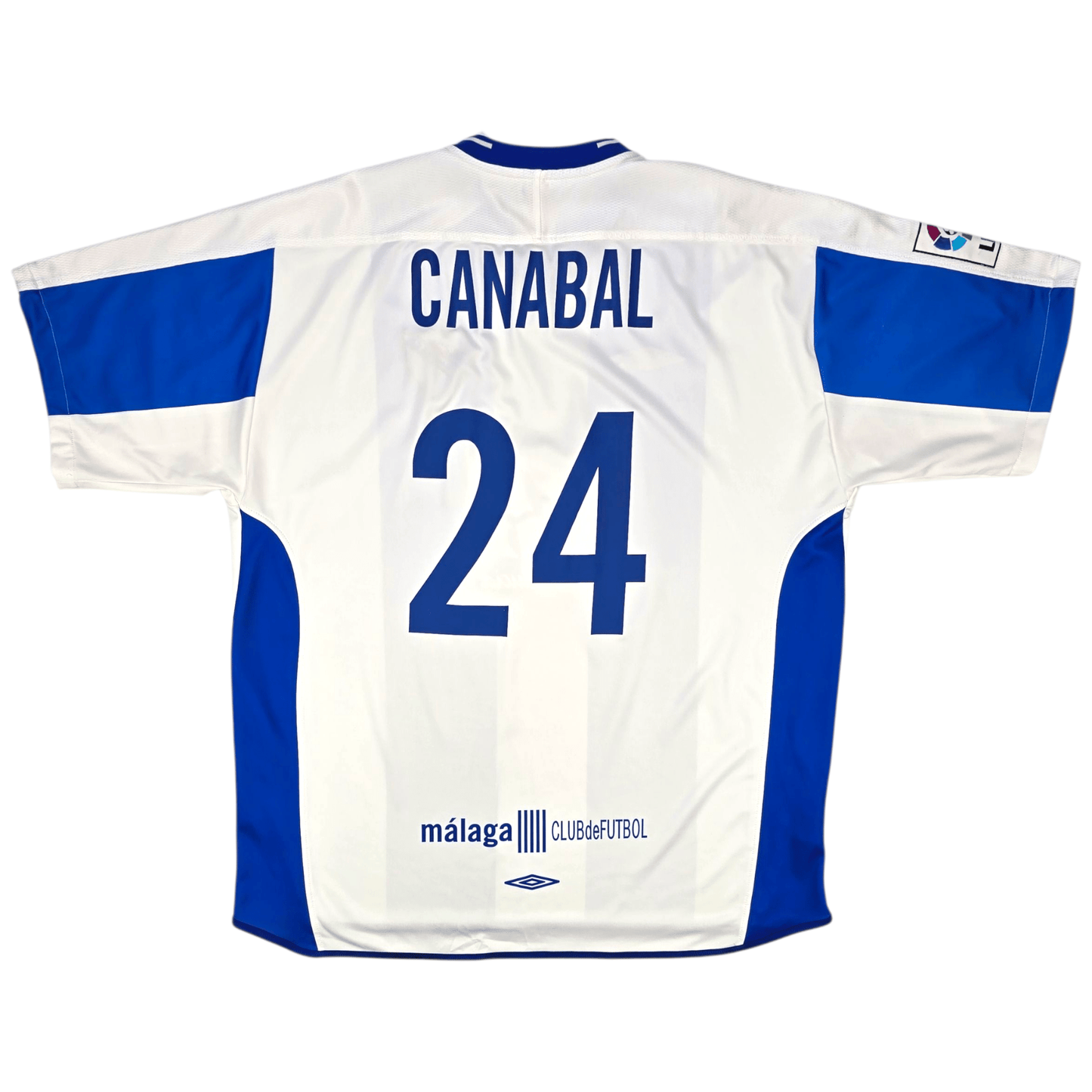 2003/04 Malaga Home Football Shirt (2XL) Umbro #24 Canabal