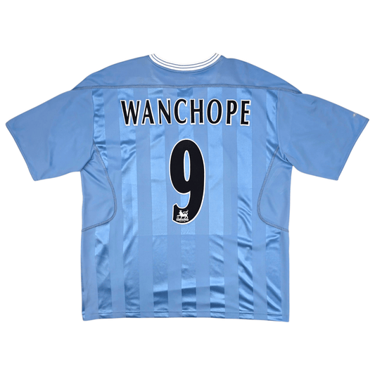 2003/04 Manchester City Home Football Shirt (2XL) Reebok #9 Wanchope