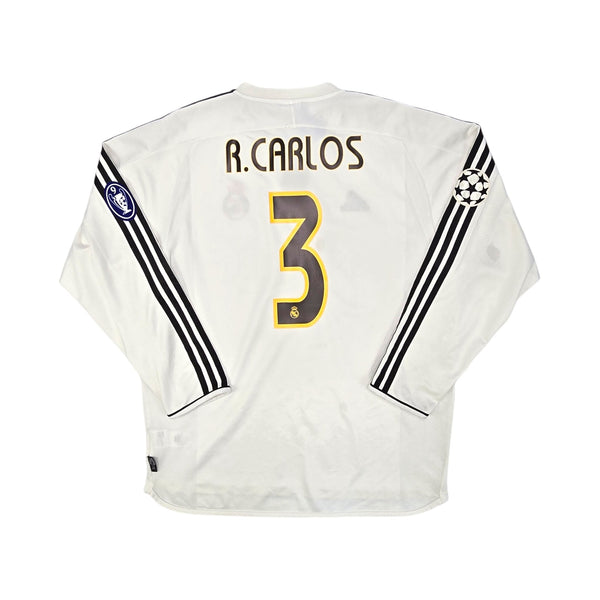 2003/04 Real Madrid Home Football Shirt (XL) Adidas #3 R.Carlos (UCL)