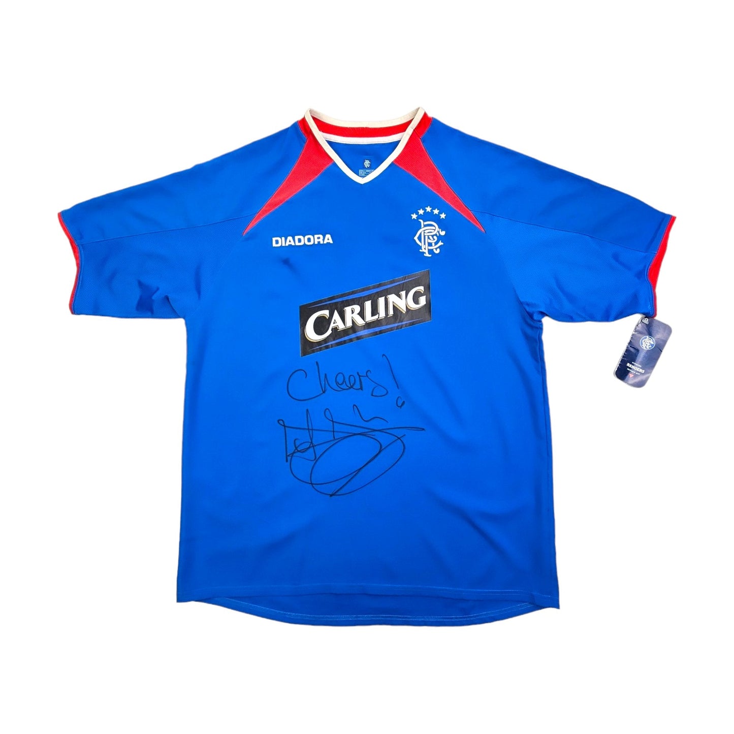 2003/05 Glasgow Rangers Home Football Shirt (M) Diadora Signed - Alex McLeish