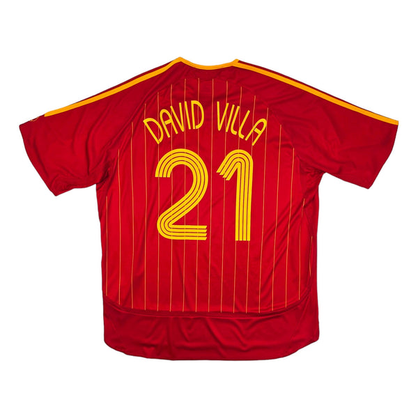 2006/08 Spain Home Football Shirt (XL) Adidas #21 David Villa