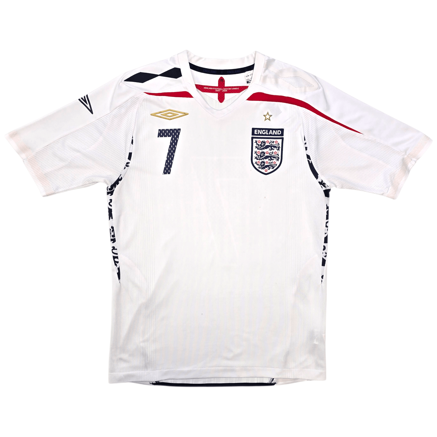 2007/09 England Home Football Shirt (S) Umbro #7 Beckham