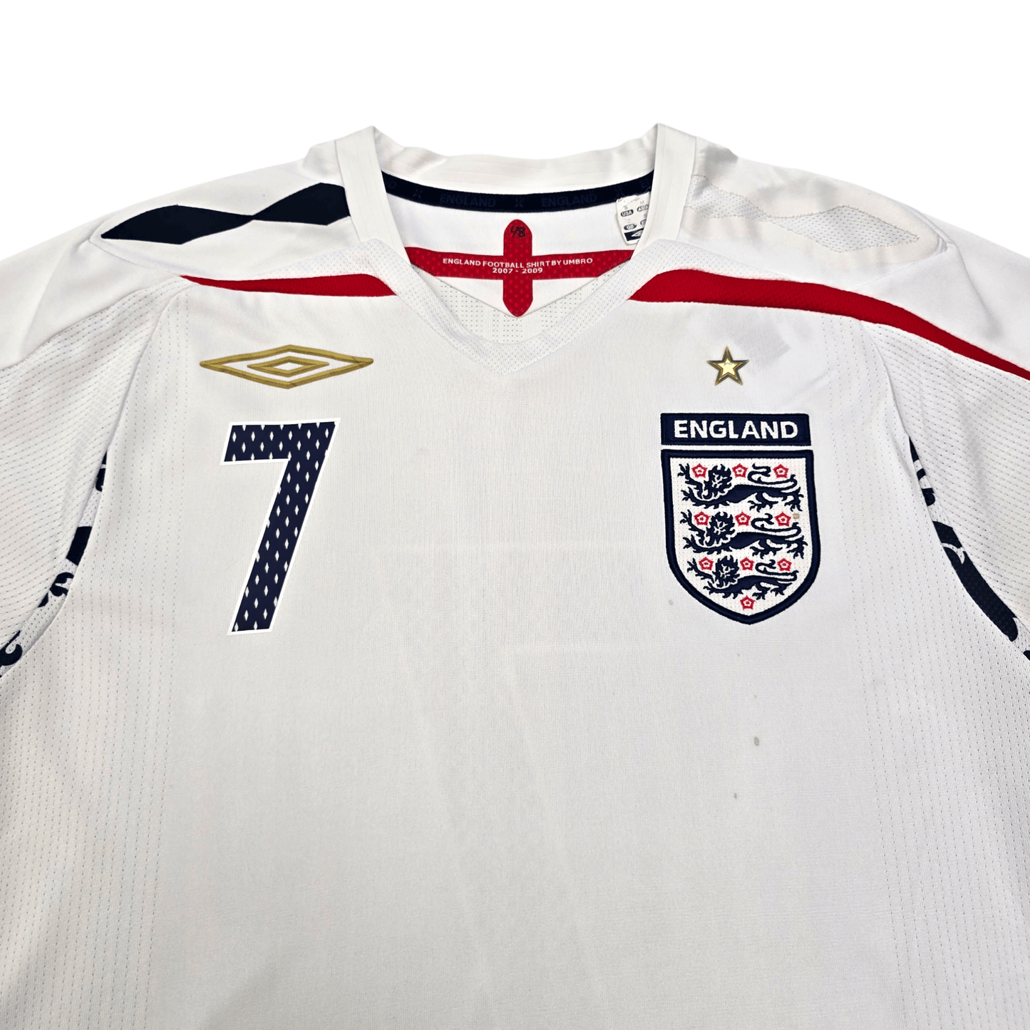 2007/09 England Home Football Shirt (S) Umbro #7 Beckham