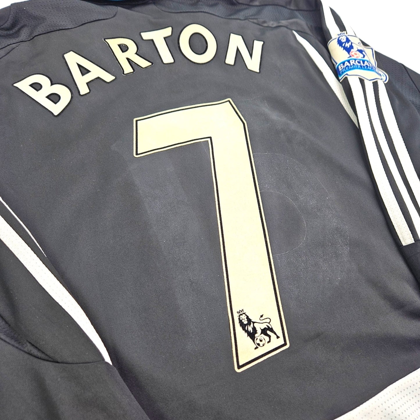 2007/09 Newcastle United Home Football Shirt (M) Adidas #7 Barton (Player Version)