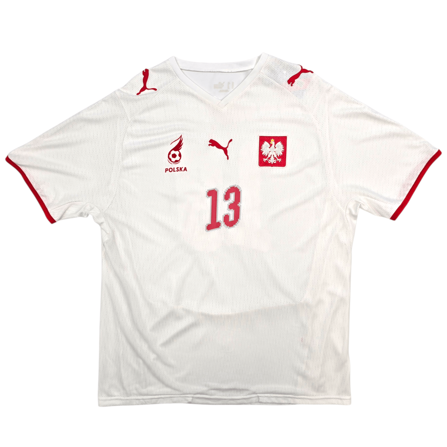2007/09 Poland Home Football Shirt (L) Puma #13 Lewandowski