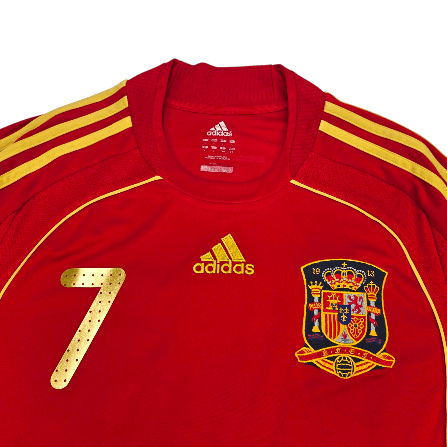 2008/10 Spain Home Football Shirt (L) Adidas #7 Villa