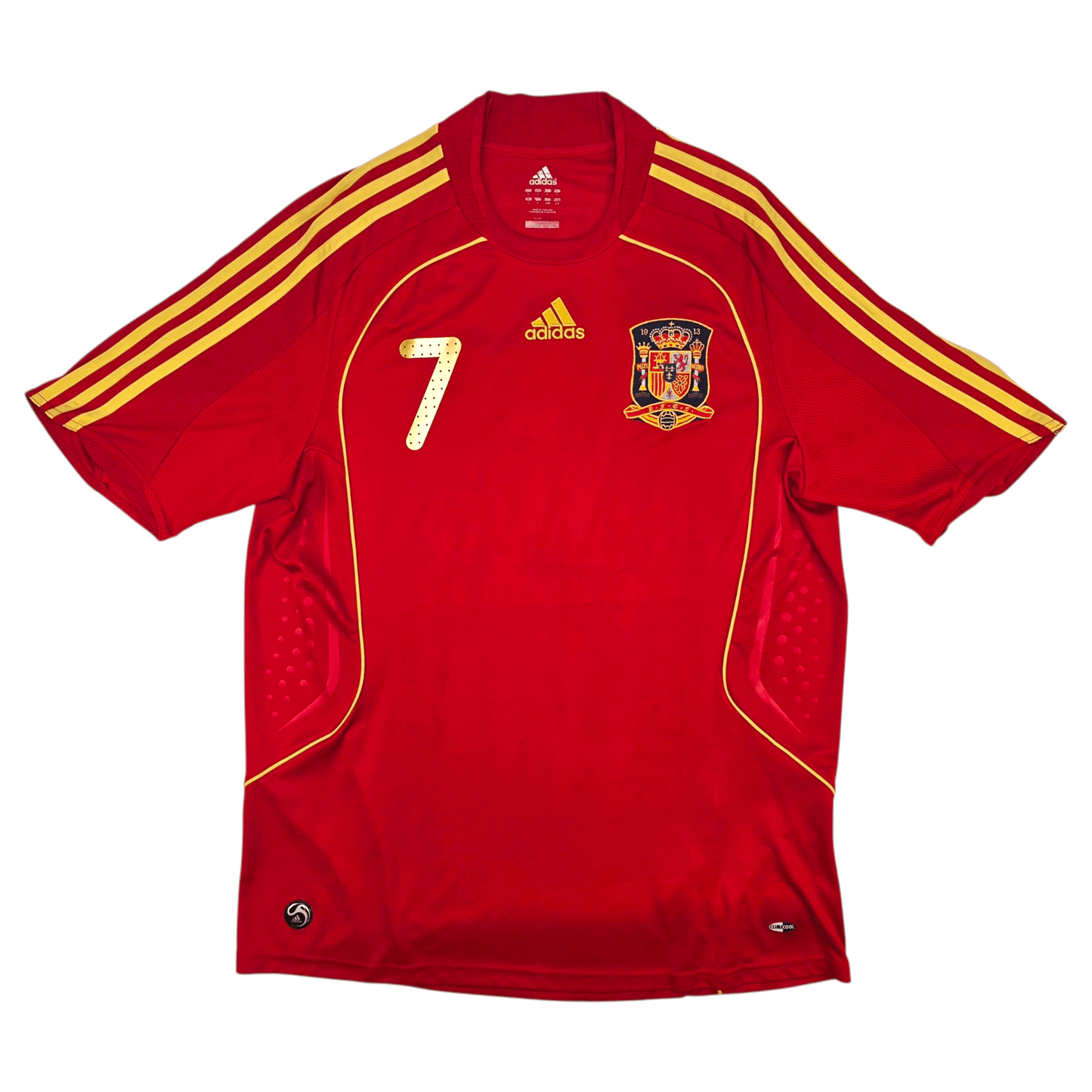 2008/10 Spain Home Football Shirt (L) Adidas #7 Villa