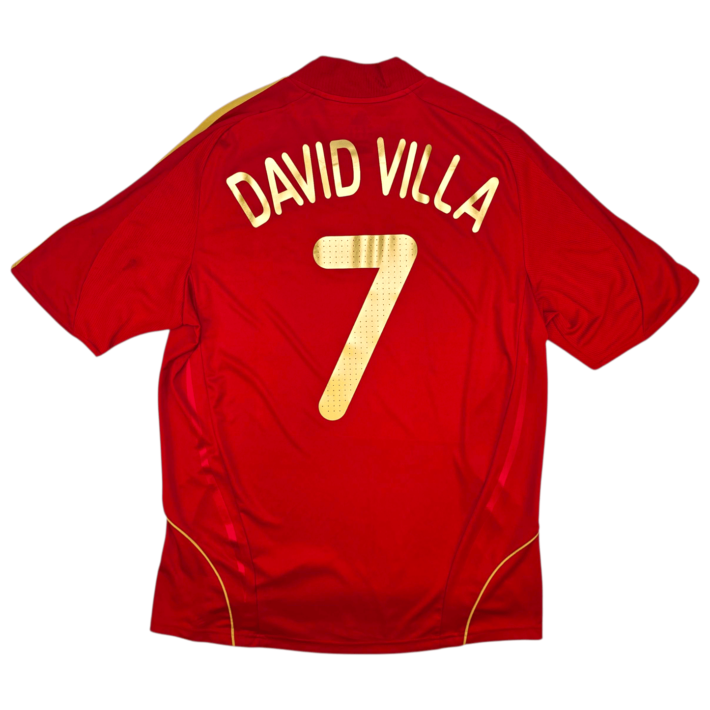 2008/10 Spain Home Football Shirt (L) Adidas #7 Villa