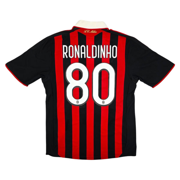 2009/10 AC Milan Home Football Shirt (L) Adidas #80 Ronaldinho