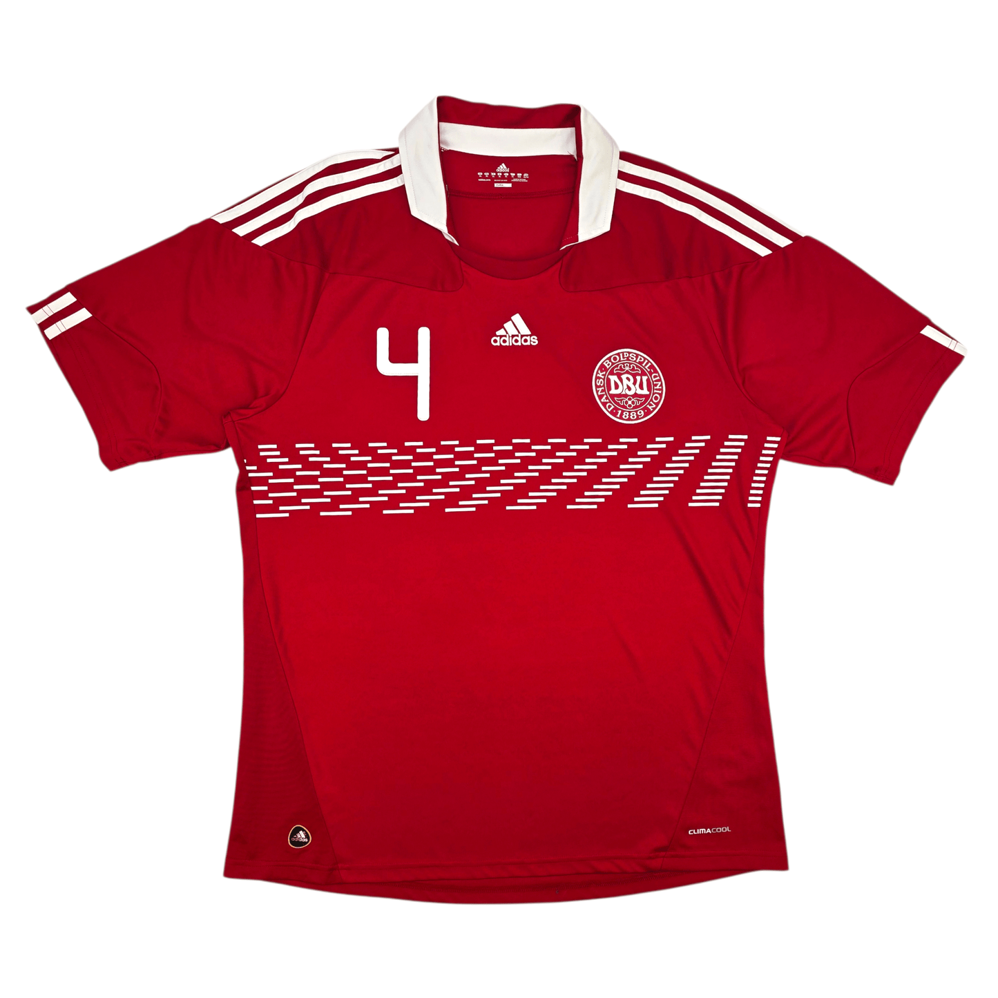 2010/11 Denmark Home Football Shirt (XL) Adidas #4 Agger