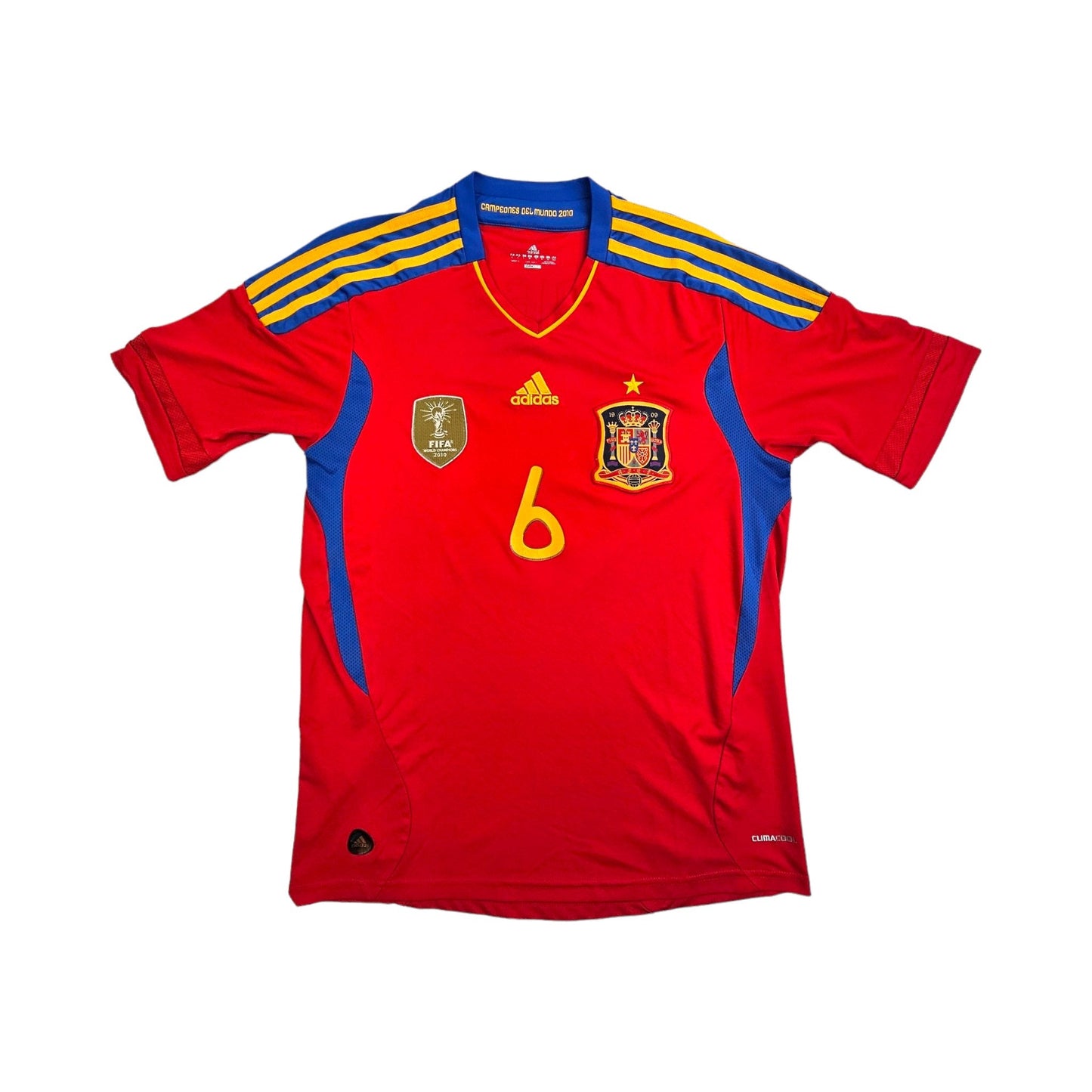 2010/11 Spain Home Football Shirt (L) Adidas # 6 Iniesta