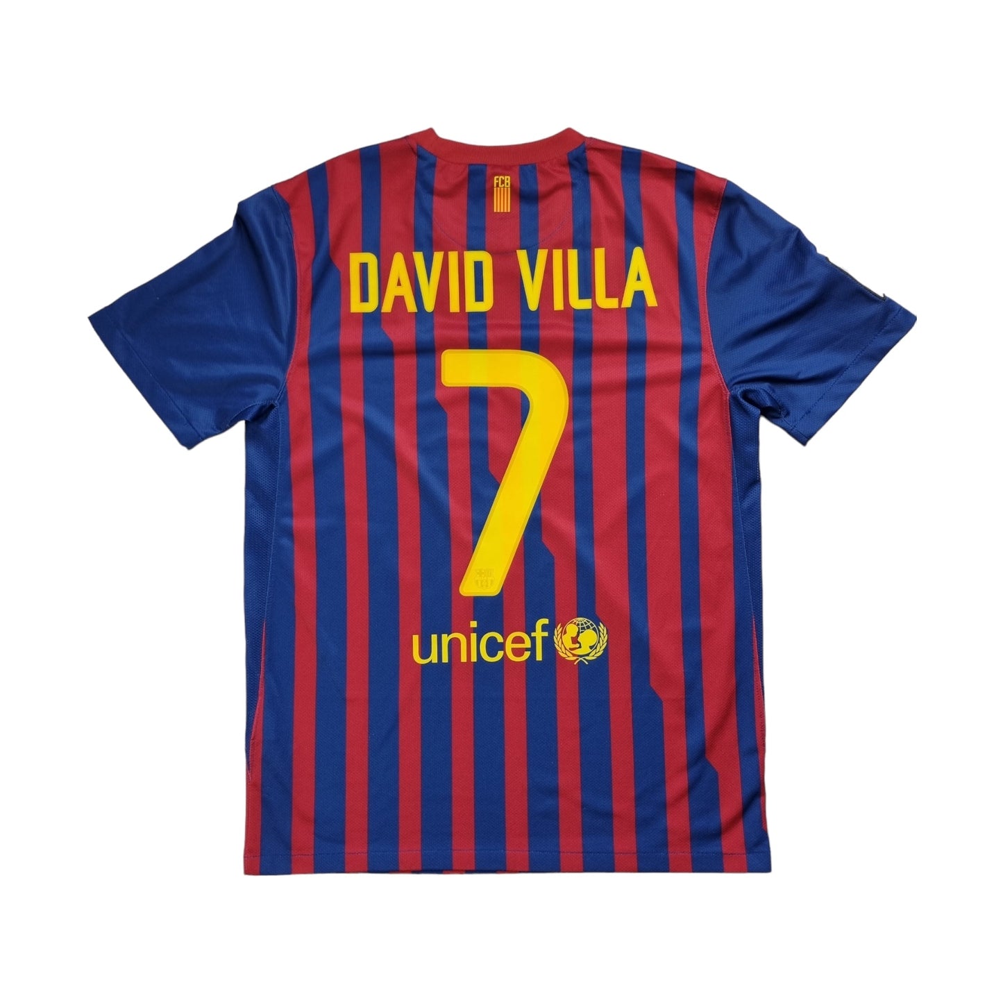 2011/12 Barcelon Home Football Shirt (M) Nike #7 Villa