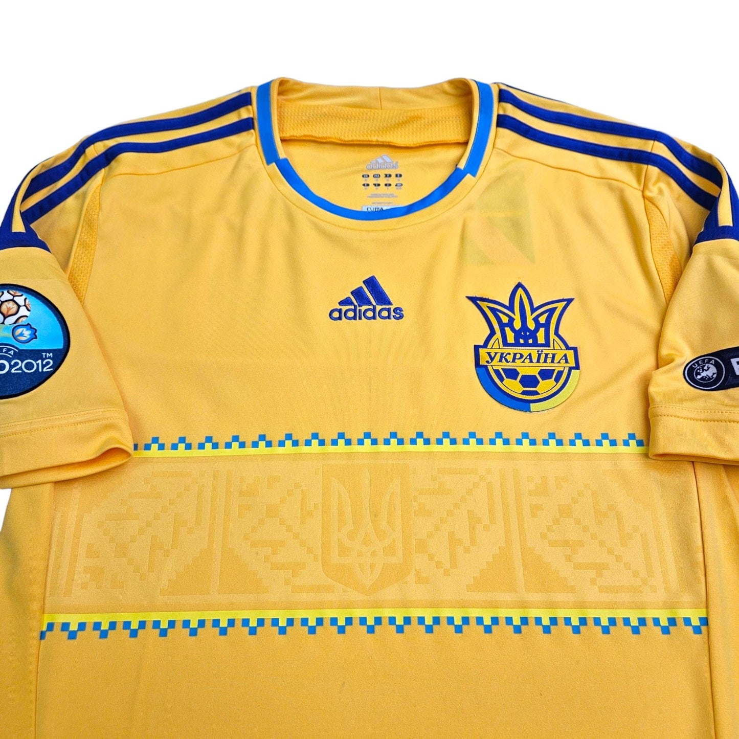 2012/14 Ukraine Home Football Shirt (M) Adidas (Euro 2012 Sleeve Patches)