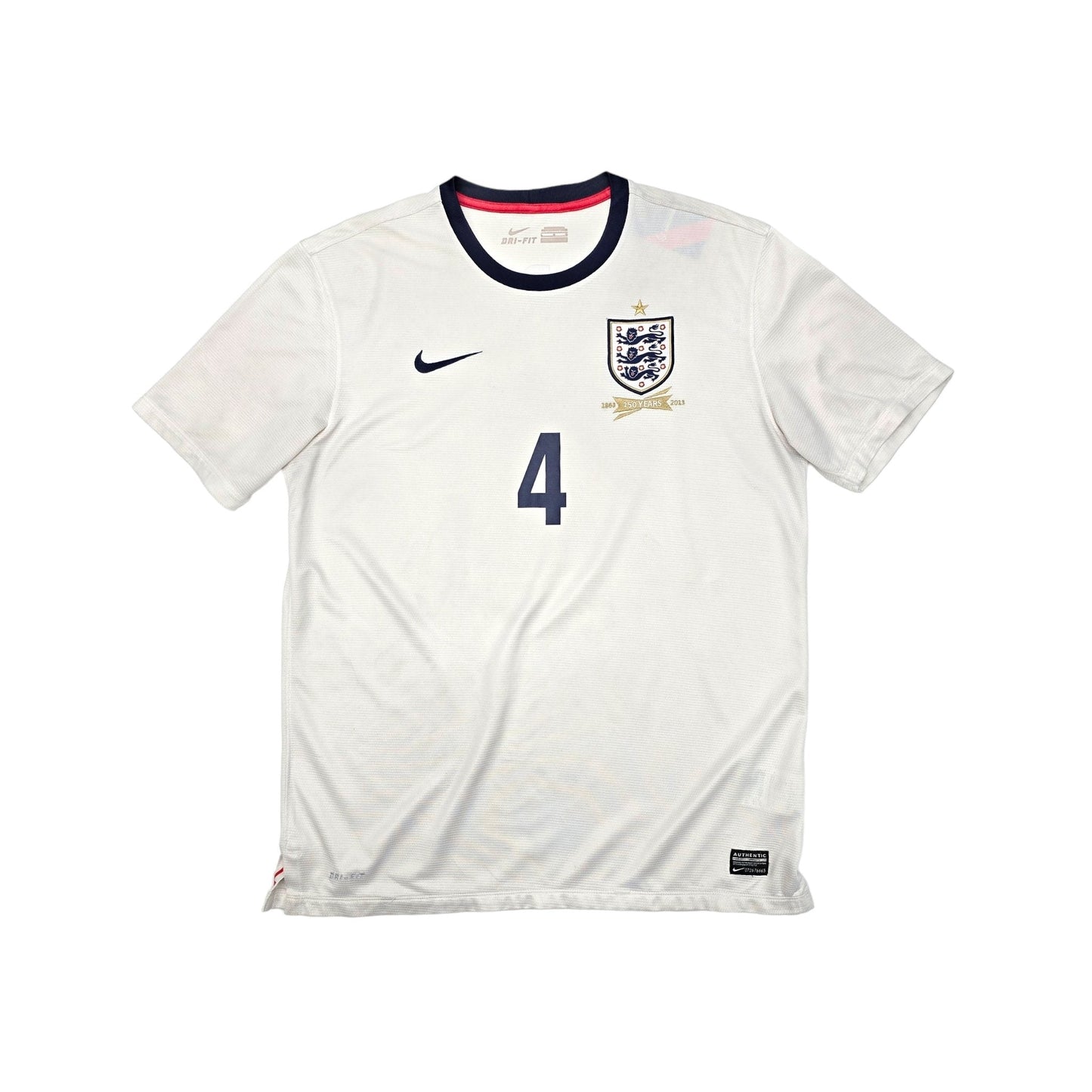 2013 England Home Football Shirt (L) Umbro #4 Gerrard (125 Yr Anniversary)