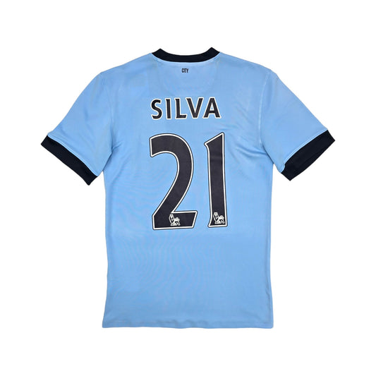 2014/15 Manchester City Home Football Shirt (S) Nike #21 Silva