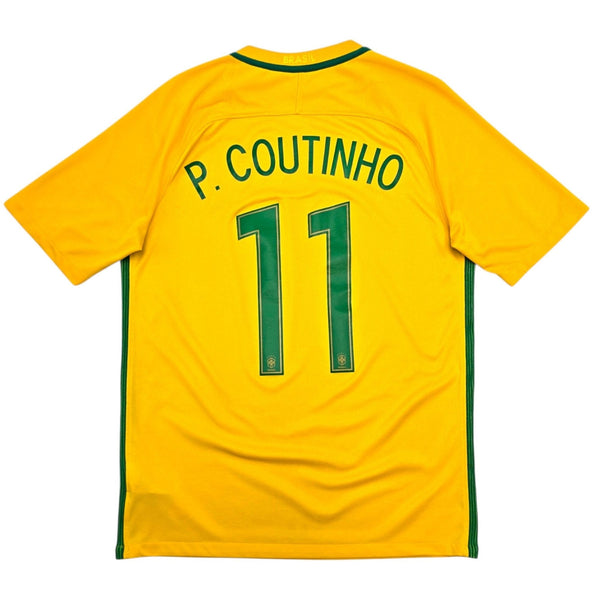 2016/17 Brazil Home Football Shirt (M) Nike #11 P. Coutinho