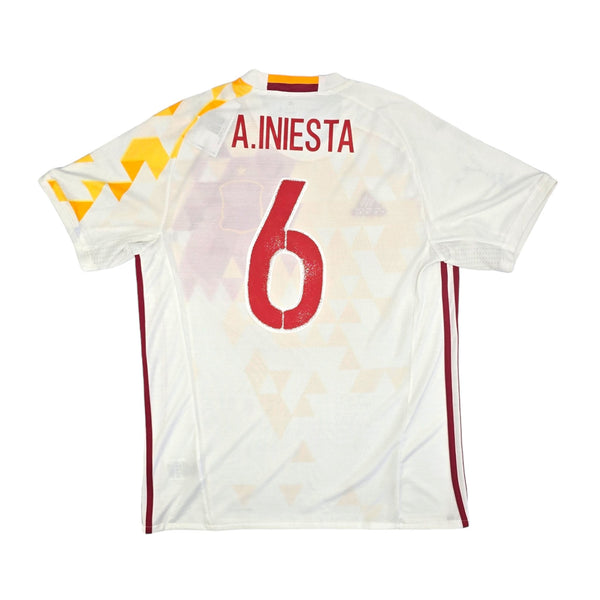 2016/17 Spain Away Football Shirt (L) Adidas #6 Iniesta