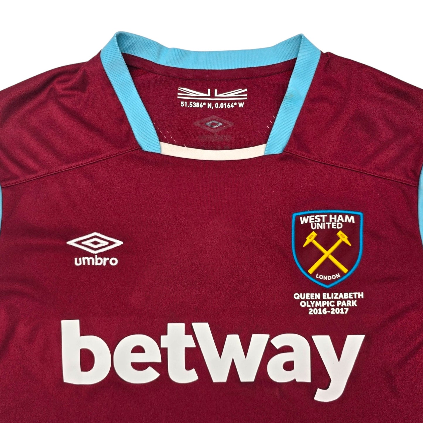 2016/17 West Ham United Home Football Shirt (XL) Umbro #41 Rice