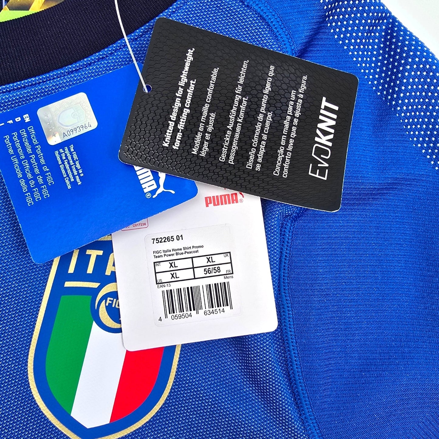 2018/20 Italy Home Football Shirt (XL) Puma #3 Chiellini (BNWTs)