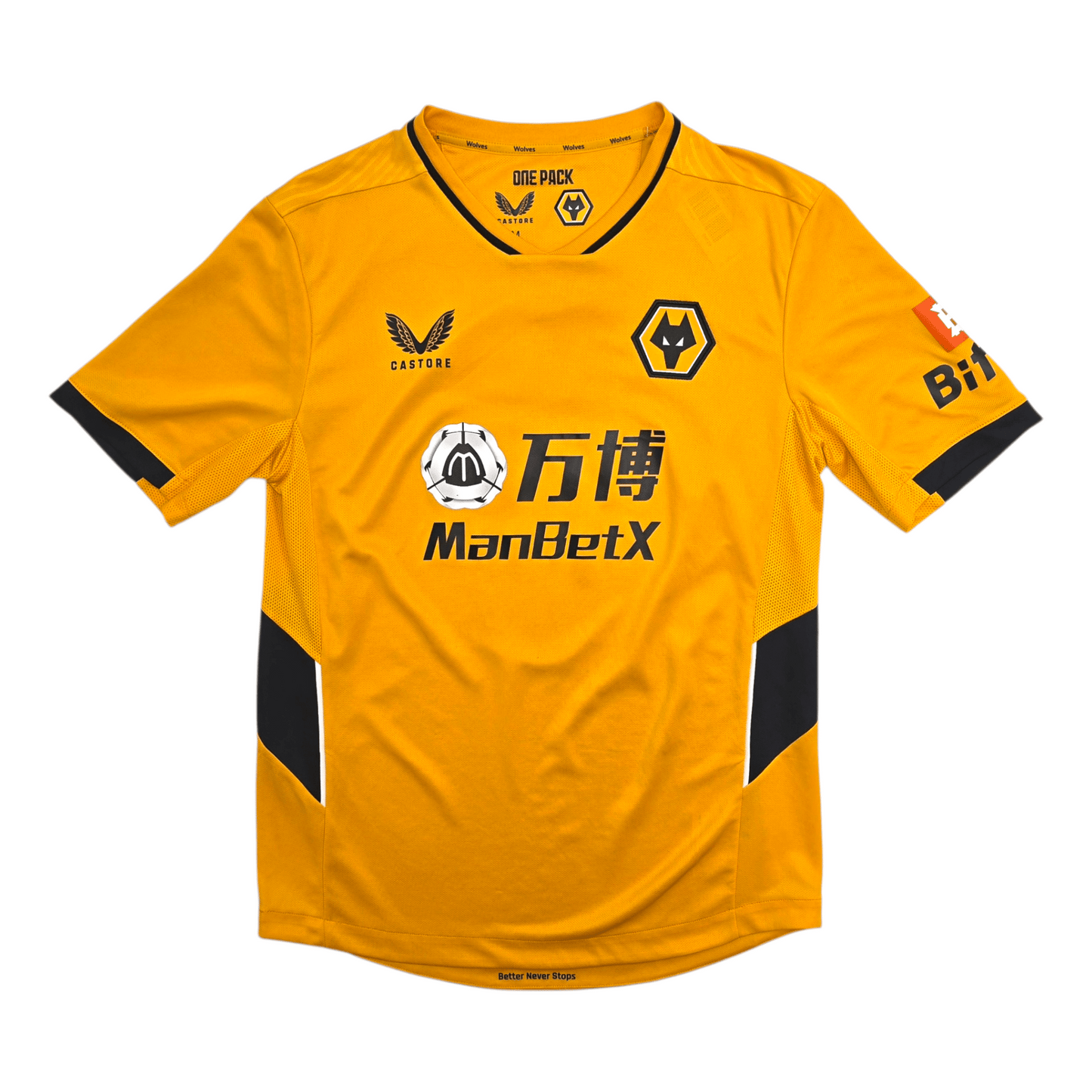 2021/22 Wolverhampton Wanderers Home Football Shirt (M) Castore #7 Neto