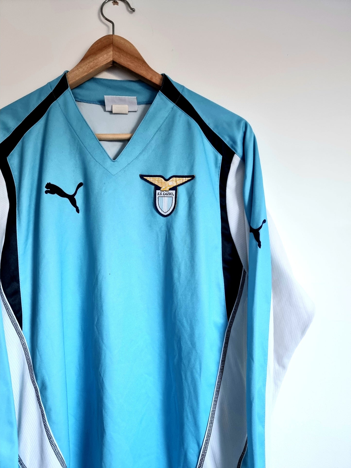 Puma Lazio 04/05 'Muzzi 11' Player Issue Long Sleeve Home Shirt Medium / Large