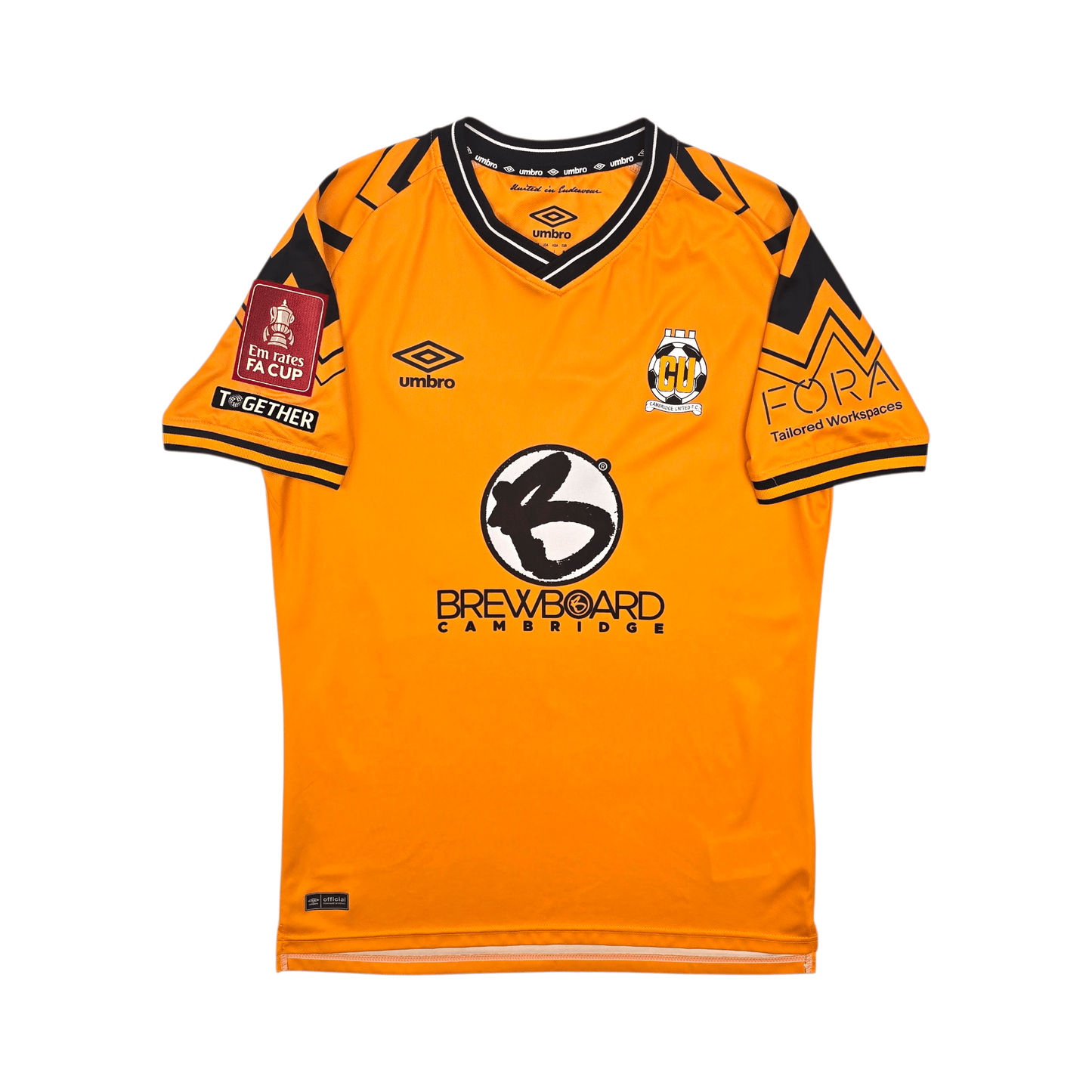 2022/23 Cambridge United Home Football Shirt (M) Umbro #24 Cousins (Matchworn / FA Cup)