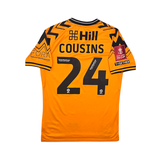 2022/23 Cambridge United Home Football Shirt (M) Umbro #24 Cousins (Matchworn / FA Cup)