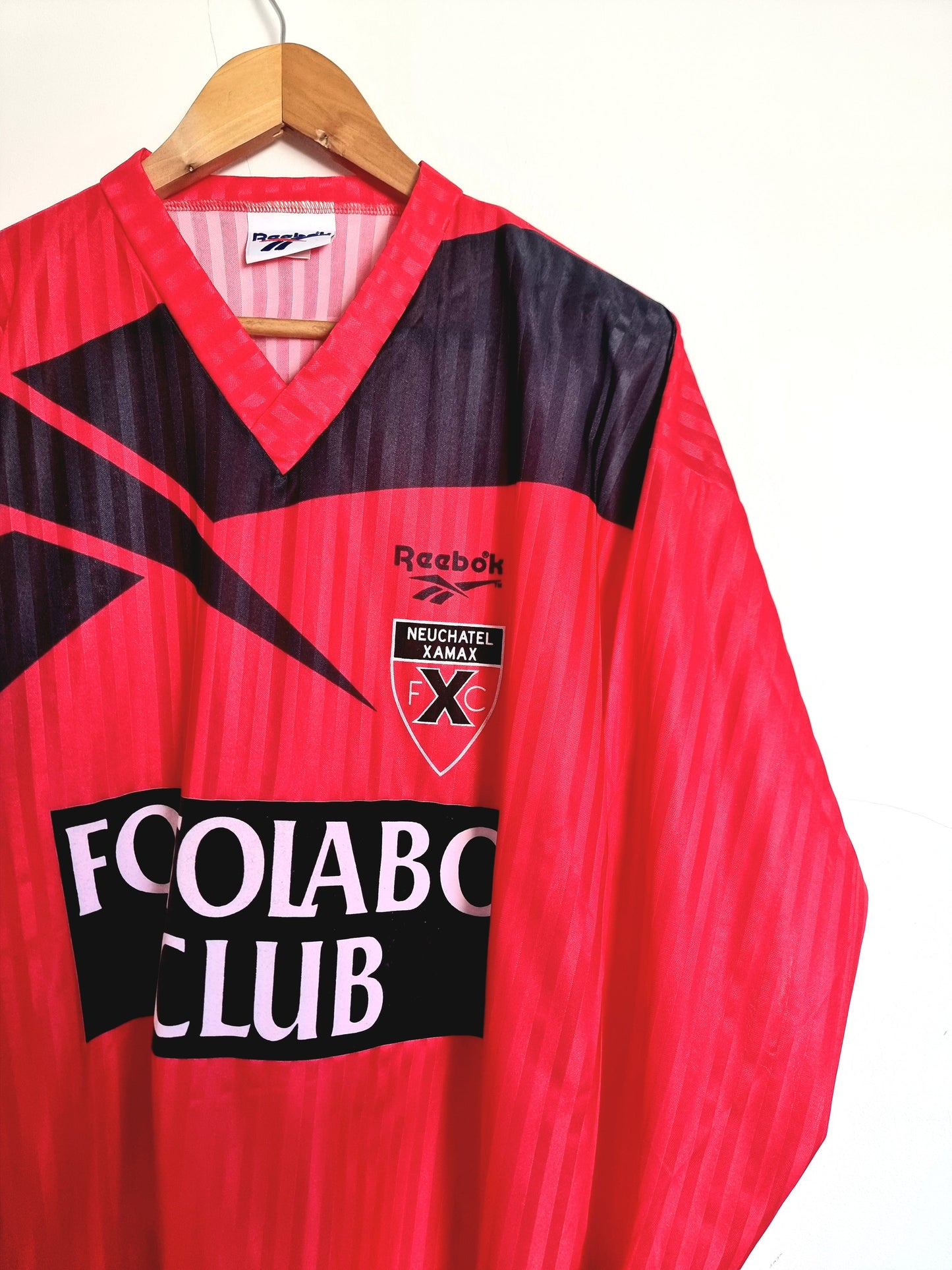 Reebok Neuchatel Xamax 93/94 Long Sleeve Home Shirt Medium