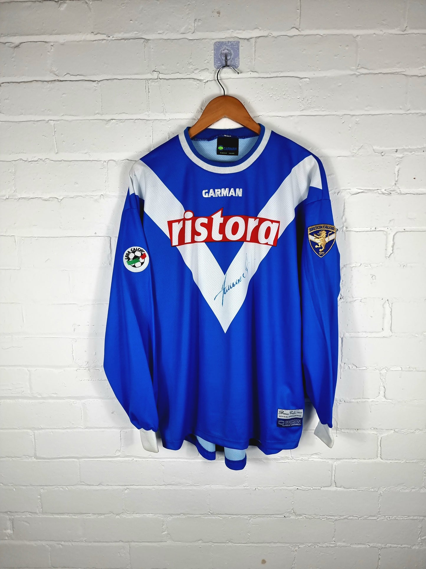 Garman Brescia 1999/00 'Zanoncelli 6' Long Sleeve Match Issue Signed Home Shirt XL