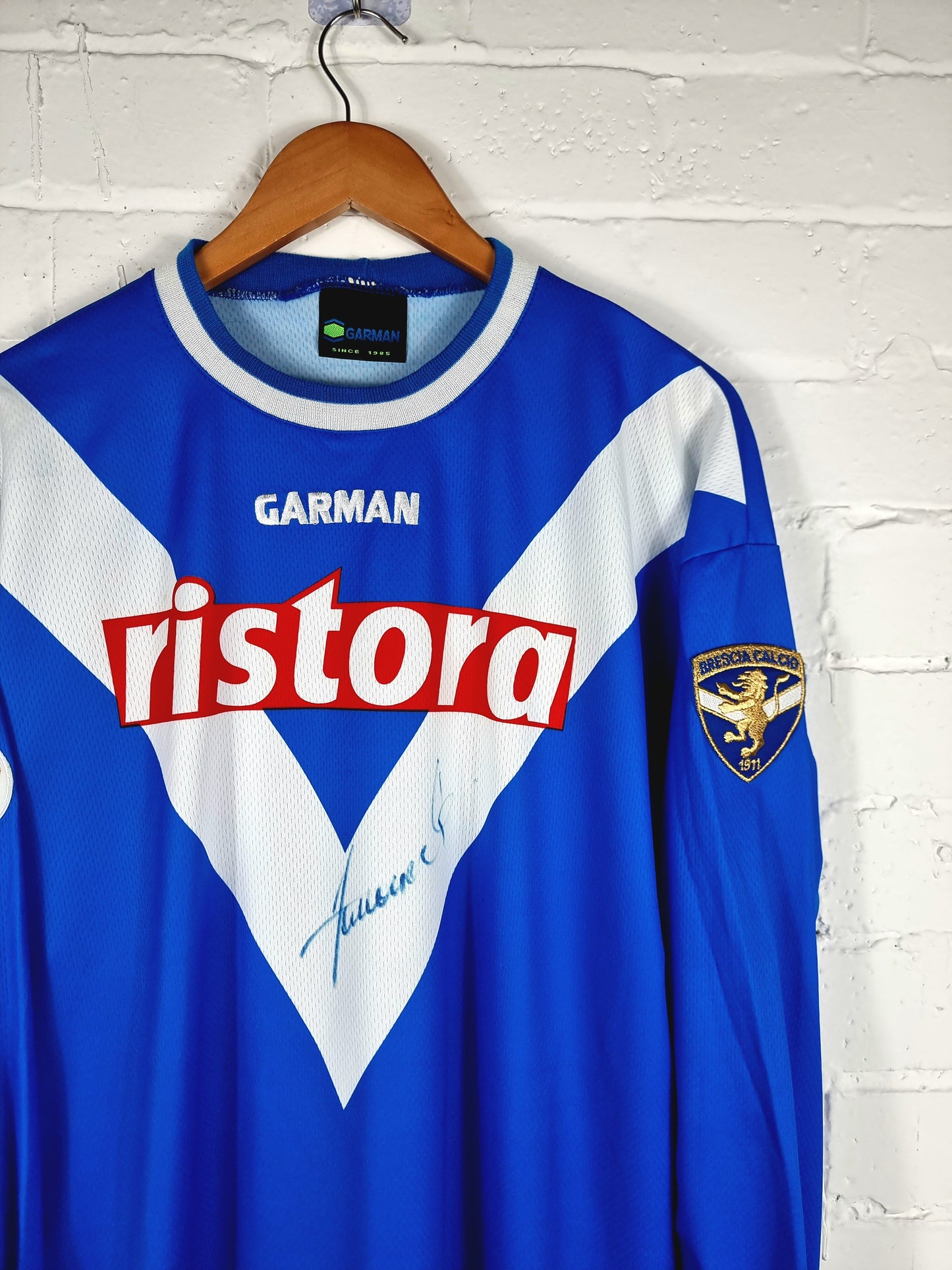 Garman Brescia 1999/00 'Zanoncelli 6' Long Sleeve Match Issue Signed Home Shirt XL
