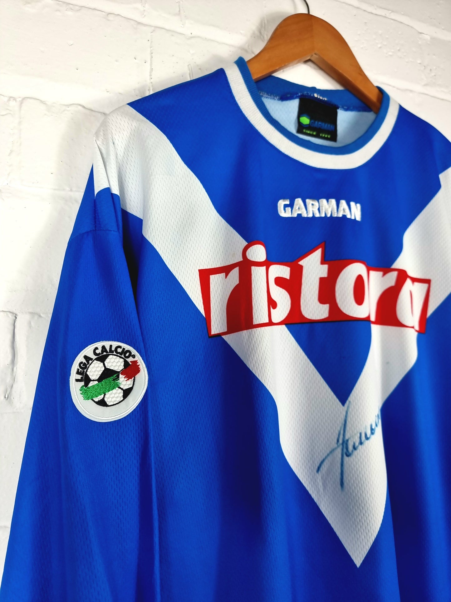 Garman Brescia 1999/00 'Zanoncelli 6' Long Sleeve Match Issue Signed Home Shirt XL
