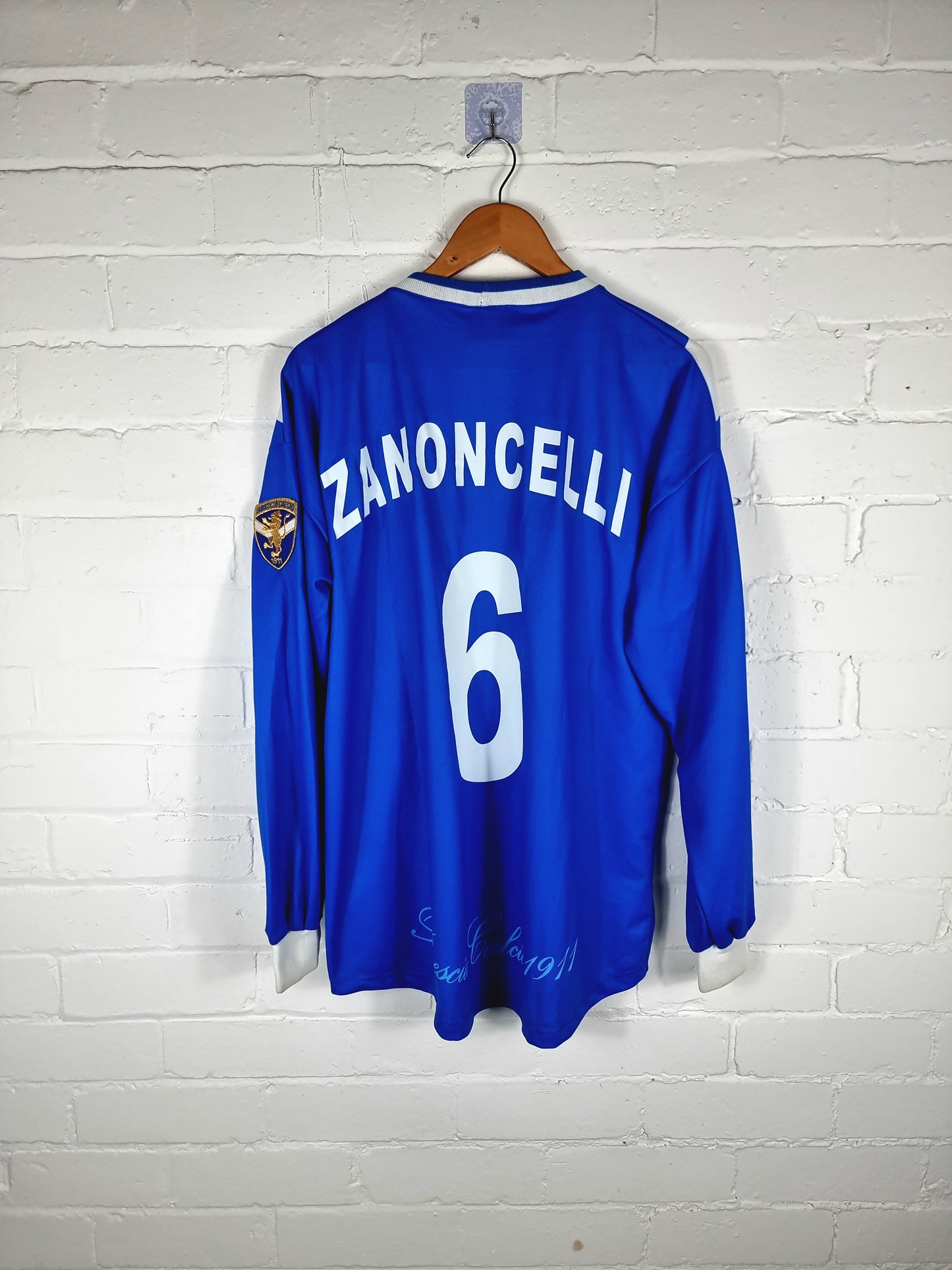 Garman Brescia 1999/00 'Zanoncelli 6' Long Sleeve Match Issue Signed Home Shirt XL