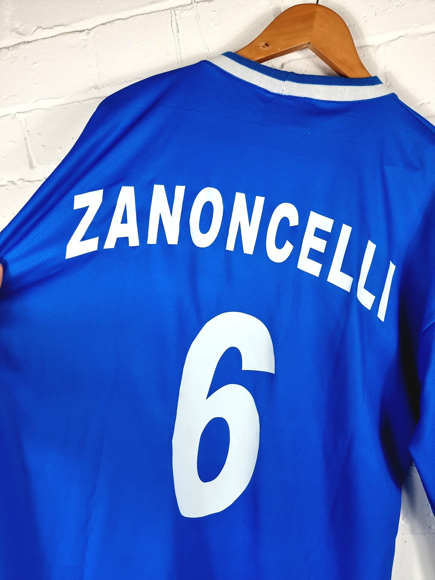 Garman Brescia 1999/00 'Zanoncelli 6' Long Sleeve Match Issue Signed Home Shirt XL